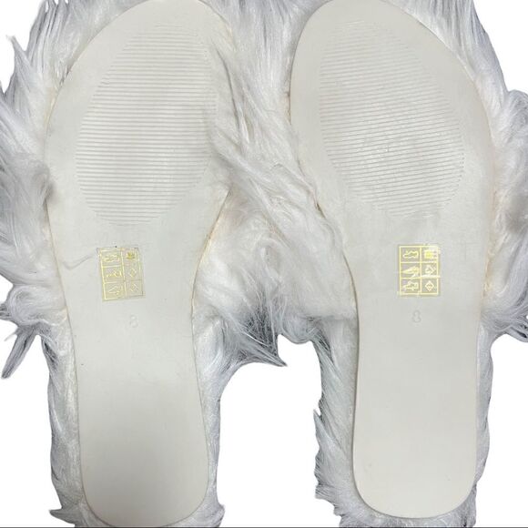 Free People White Vegan Faux Fur Open Toe Slippers - Picture 4 of 7